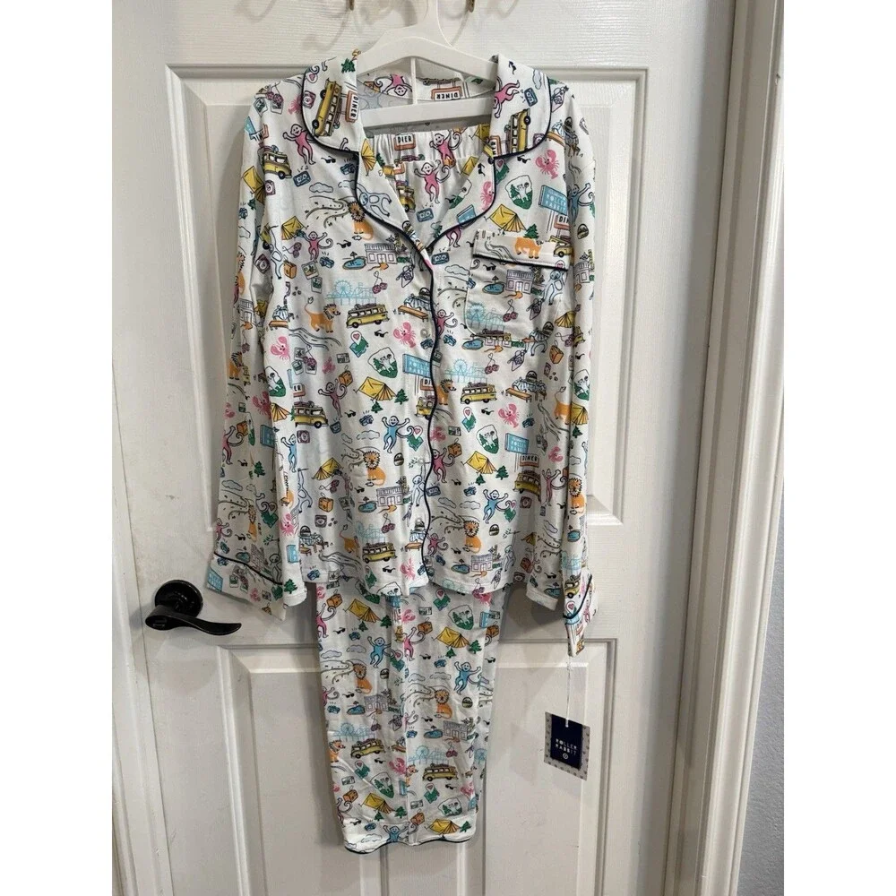 Roller Rabbit x Target Roadtrip Long Sleeve Pajama Set Size Medium Road Trip - Picture 2 of 4